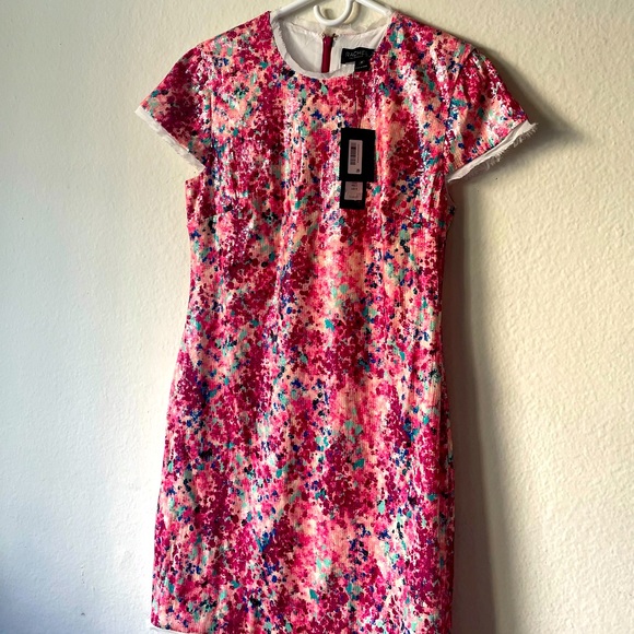 RACHEL ZOE “Lili” Pink Sequin Chiffon-trimmed Crepe Mini Dress - Picture 5 of 12